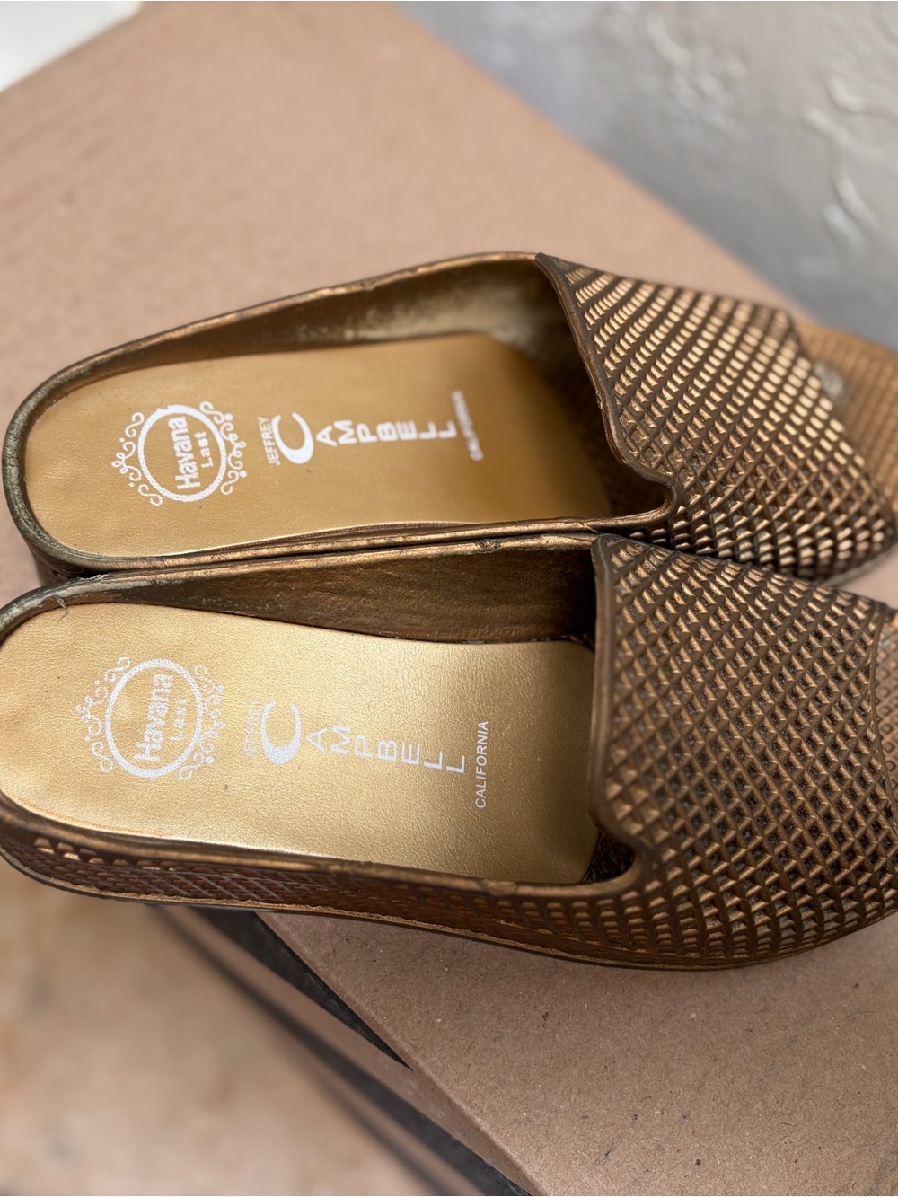 Havana Gold Woven Slip-On Flats by Cabello